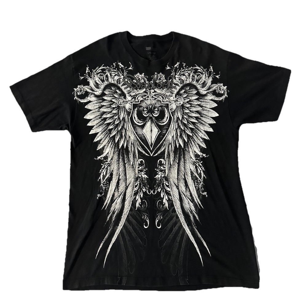 VTG Y2K Warlock T Shirt Cyber Style Skull Grunge Skater Affliction Punk Goth XL